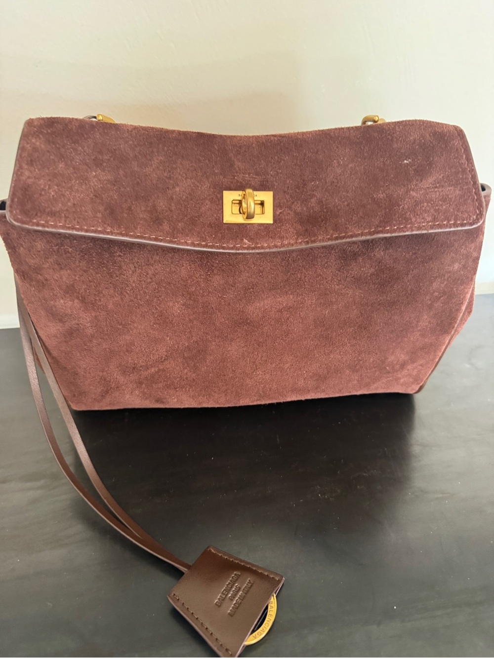 Genuine Suede leather Shoulder Bag in rich brown